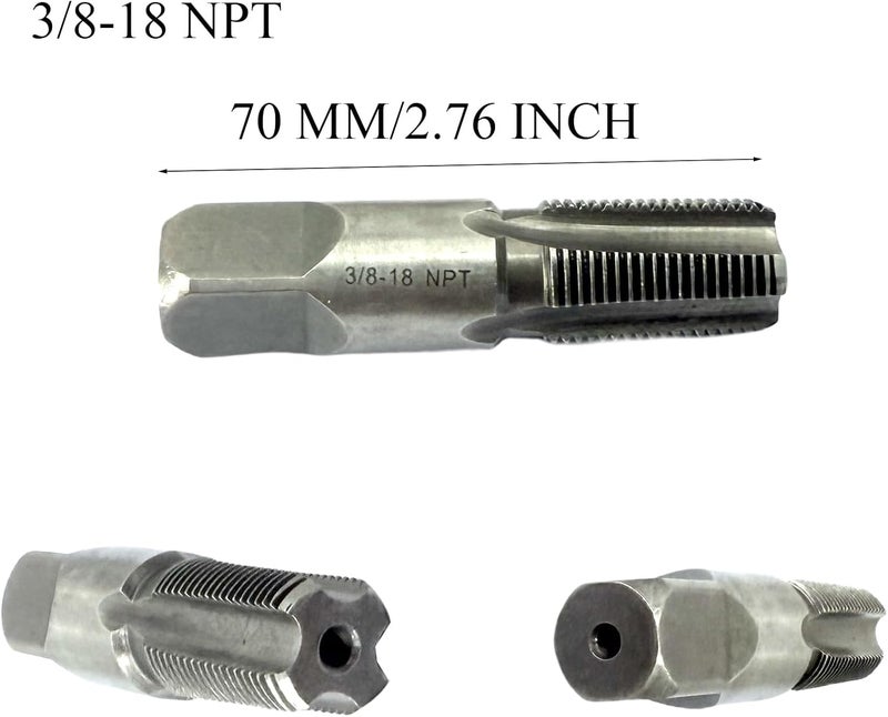 Smsucfuda 2 Pcs 3/8 NPT Pipe Taps,Carbon Steel Hand Threading Tap for Plumbing Projects,Auto Repairs and Other Various DIY Thread Cutting Tools Small Poject - Image 2
